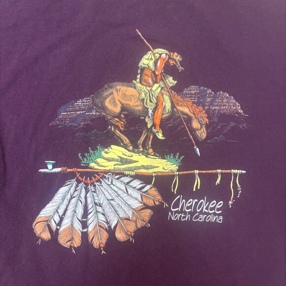 Vintage Eagle North Carolina Shirt 2XL Cotton Crewneck Graphic 90s Indigenous - Picture 8 of 13